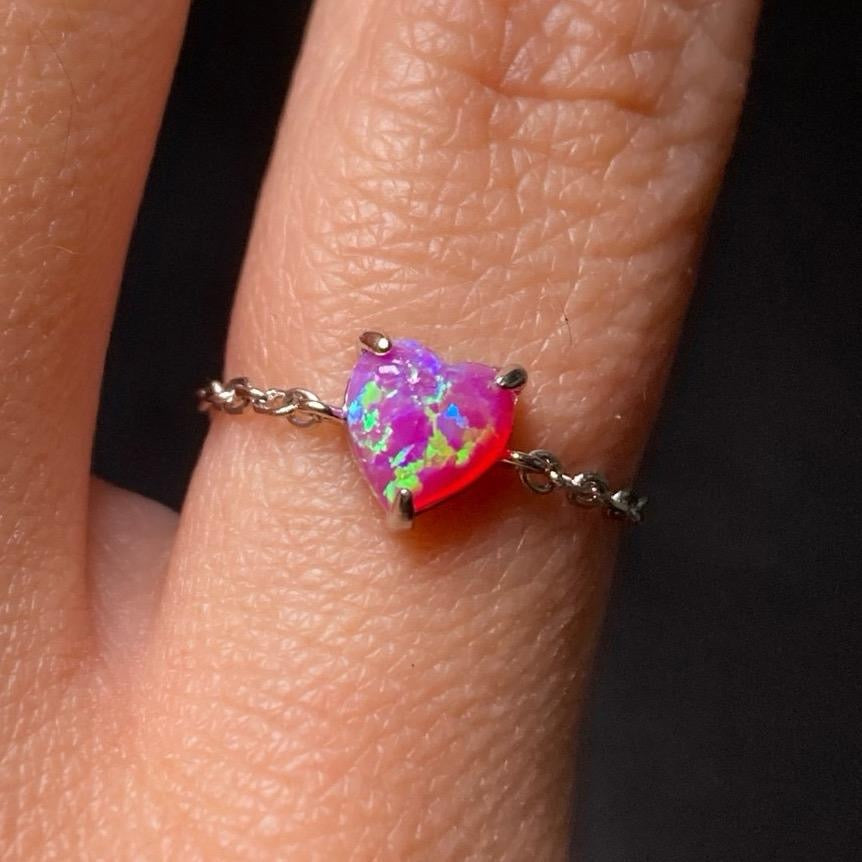 925 Silver Adjustable Dainty Crystal Chain Rings