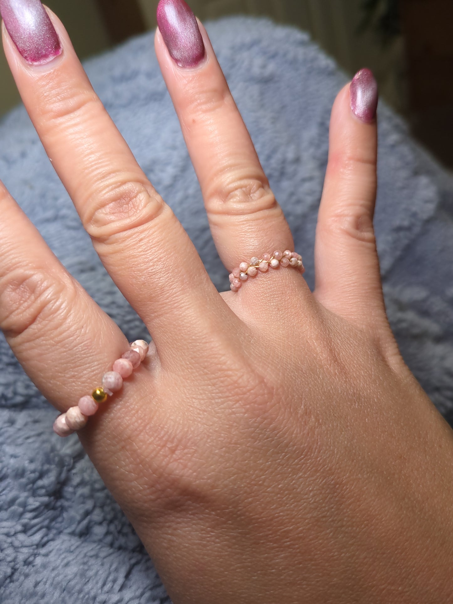 Rhodochrosite Chain and Stretchy Ring