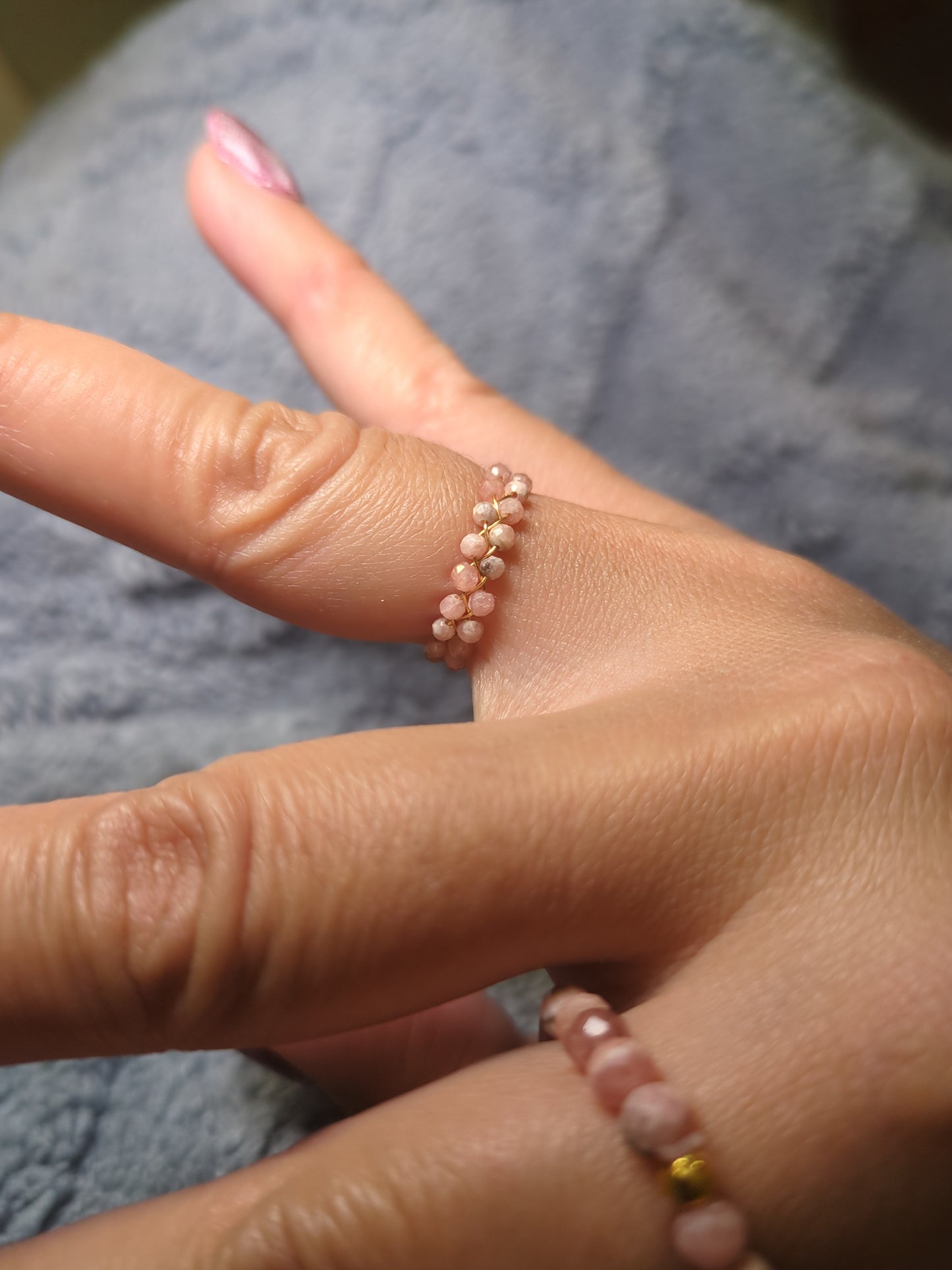Rhodochrosite Chain and Stretchy Ring