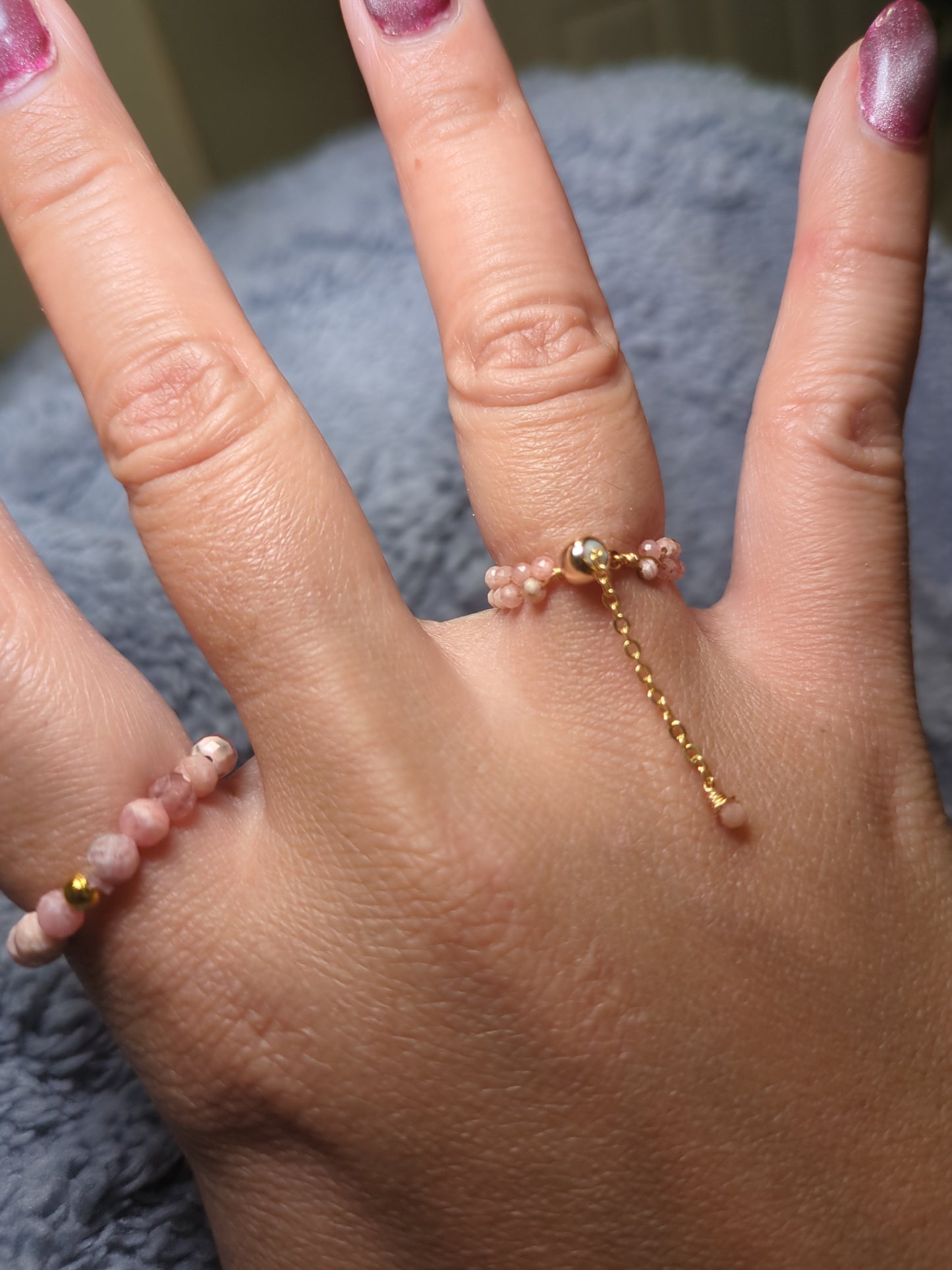 Rhodochrosite Chain and Stretchy Ring
