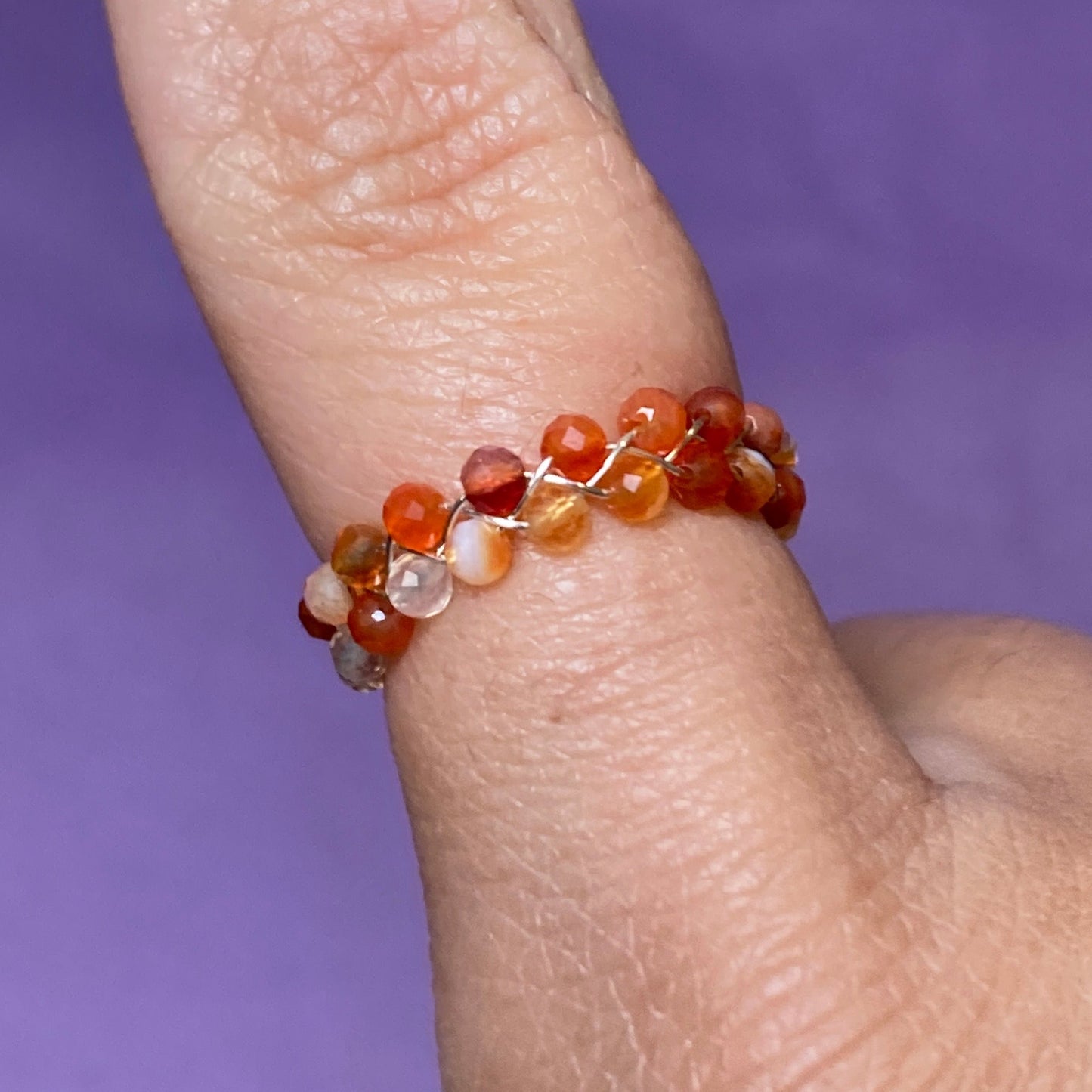 Dainty Braided Wire Crystal Rings with Adjustable Chain, Silvered