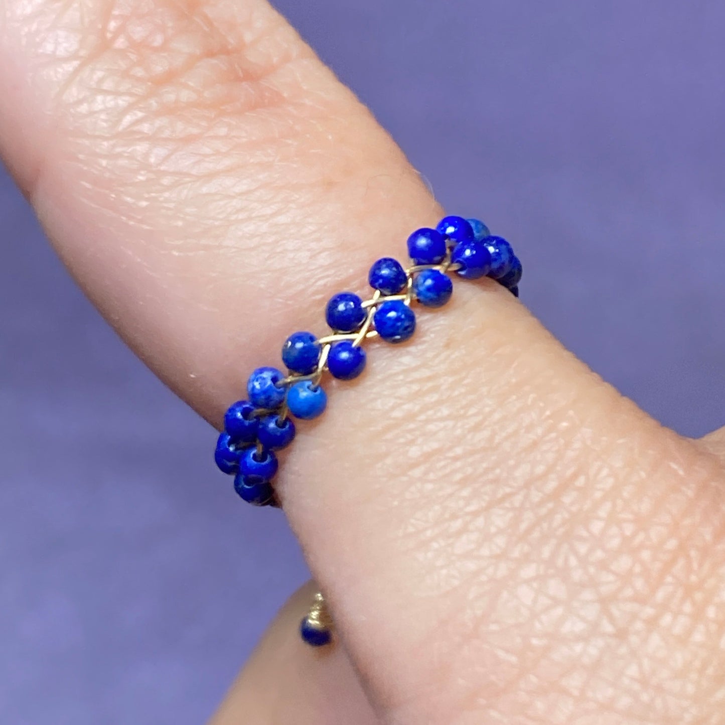 Dainty Braided Wire Crystal Rings with Adjustable Chain, Gold & Round