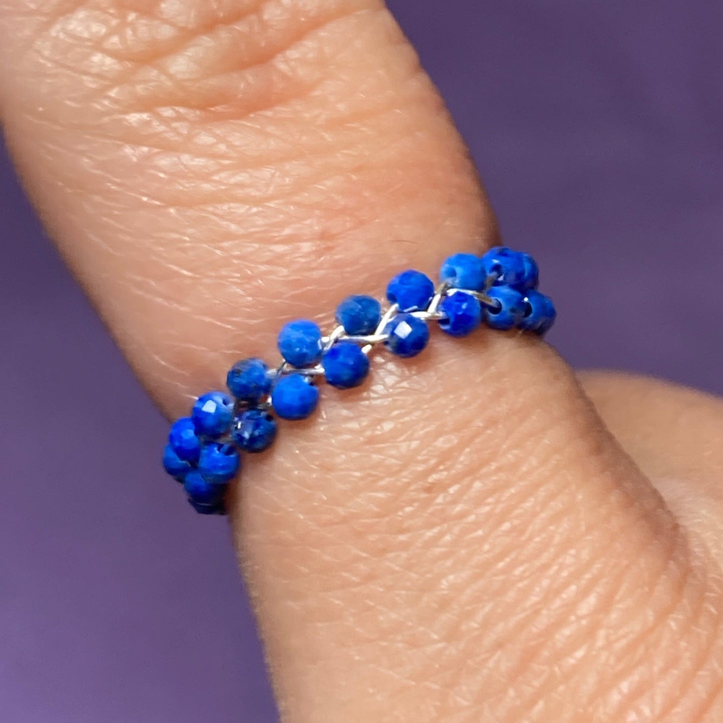 Dainty Braided Wire Crystal Rings with Adjustable Chain, Silvered