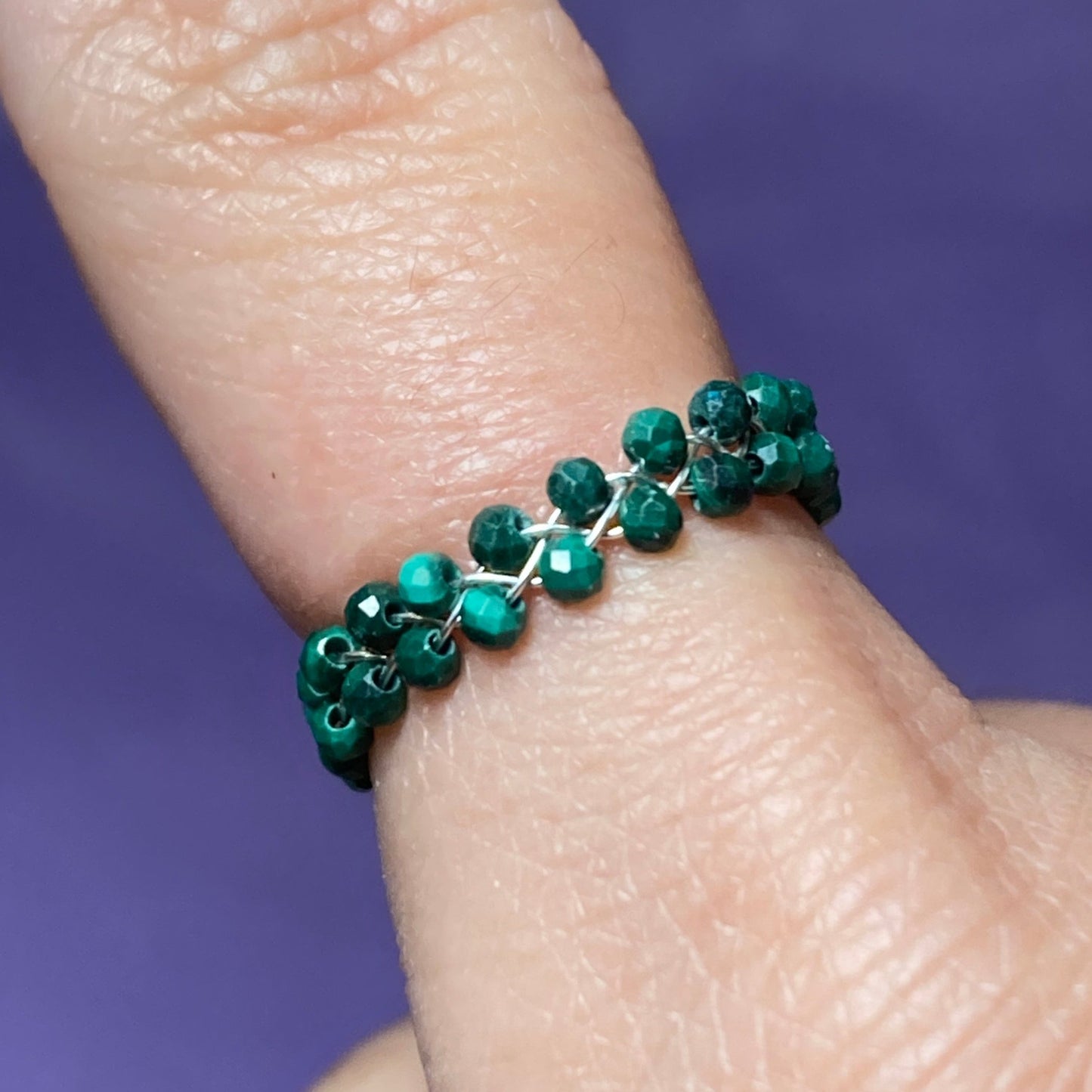 Dainty Braided Wire Crystal Rings with Adjustable Chain, Silvered