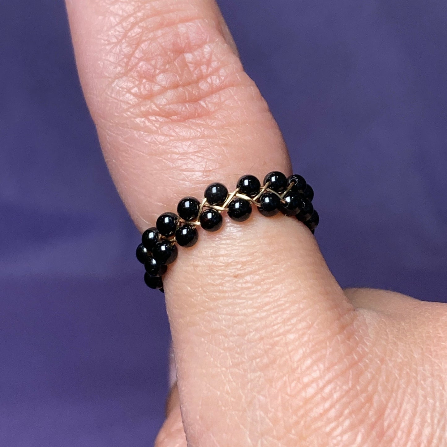 Dainty Braided Wire Crystal Rings with Adjustable Chain, Gold & Round