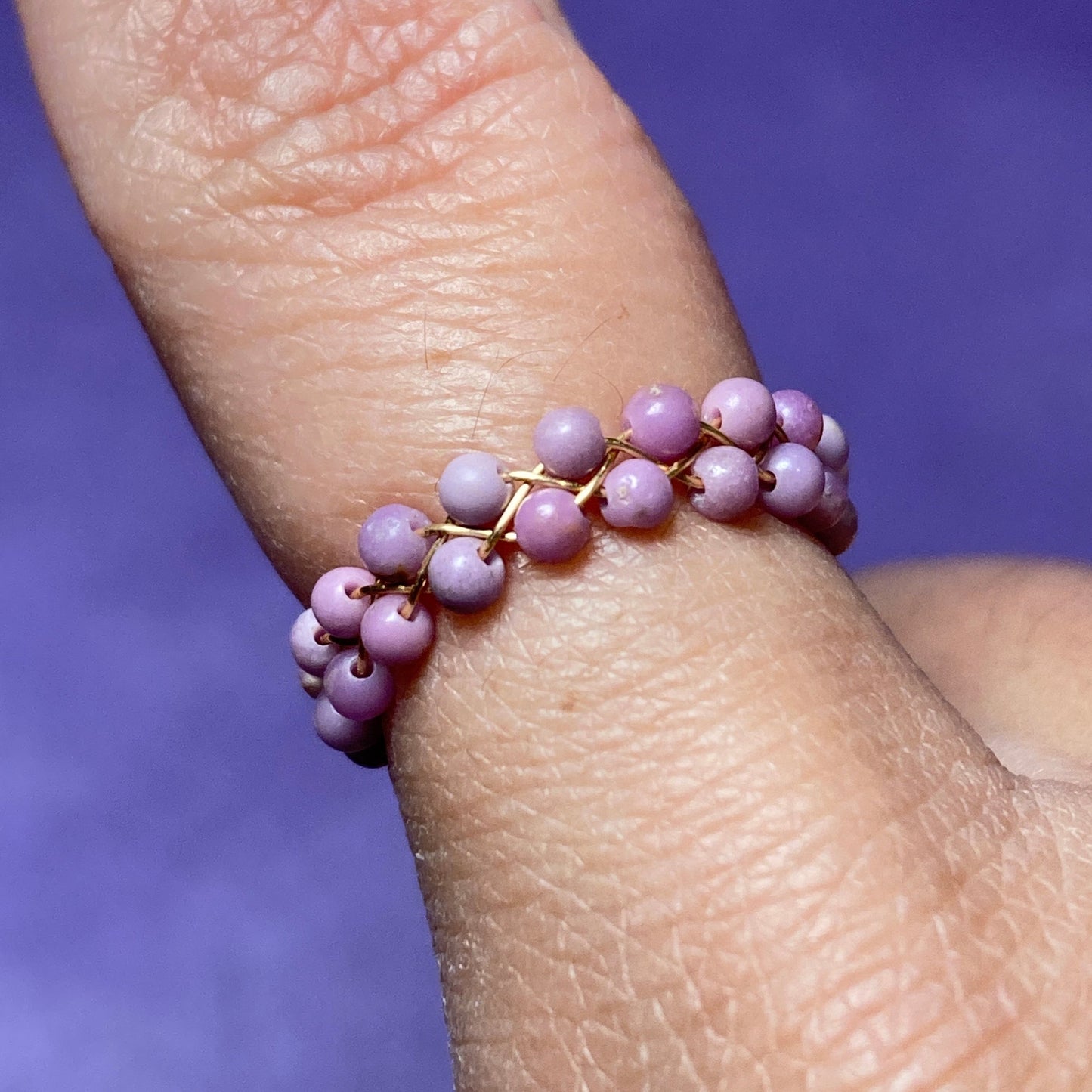 Dainty Braided Wire Crystal Rings with Adjustable Chain, Gold & Round