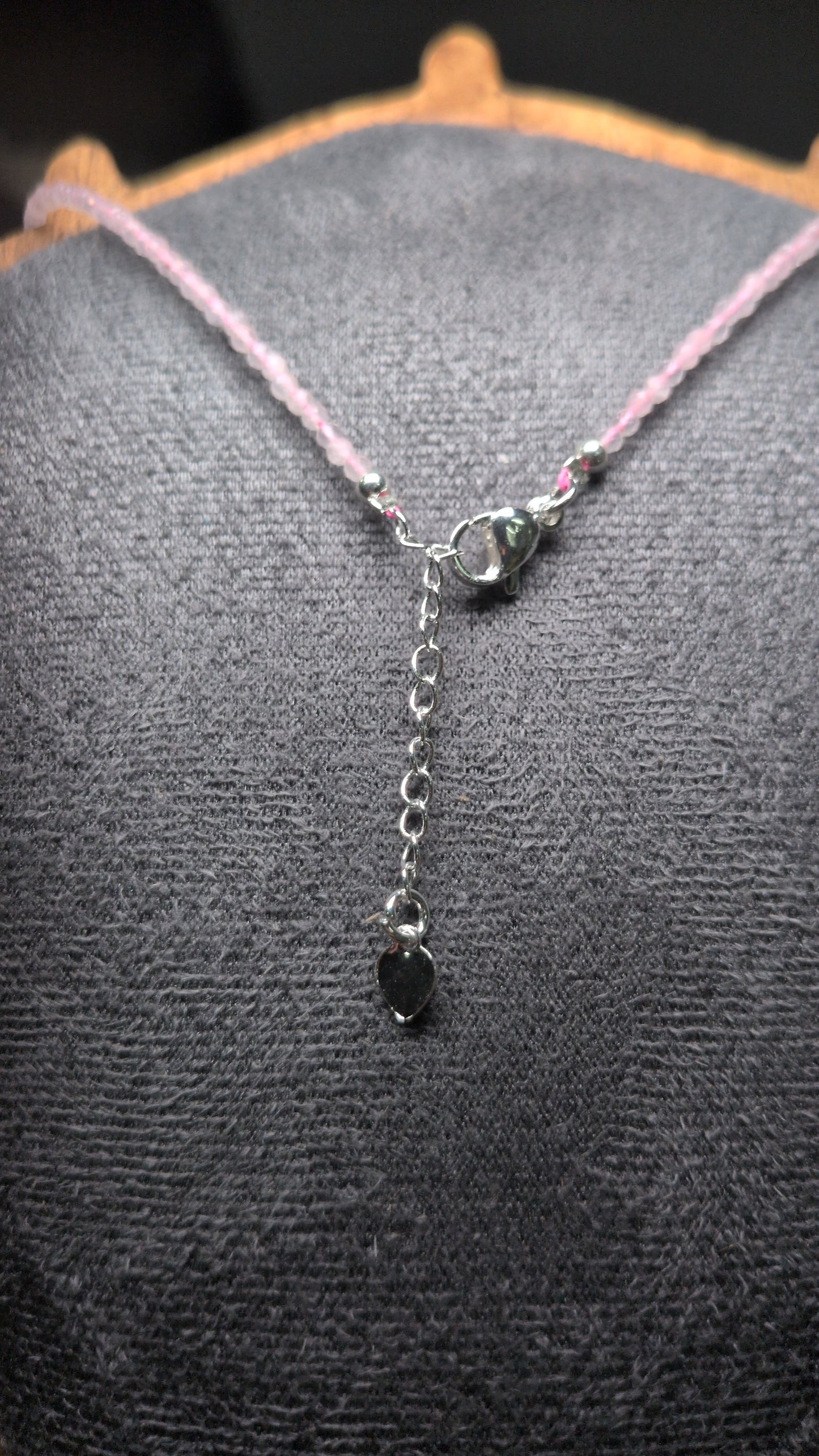 Moonlit Love Necklace – Rose Quartz, Moonstone Heart Dainty Adjustable Design