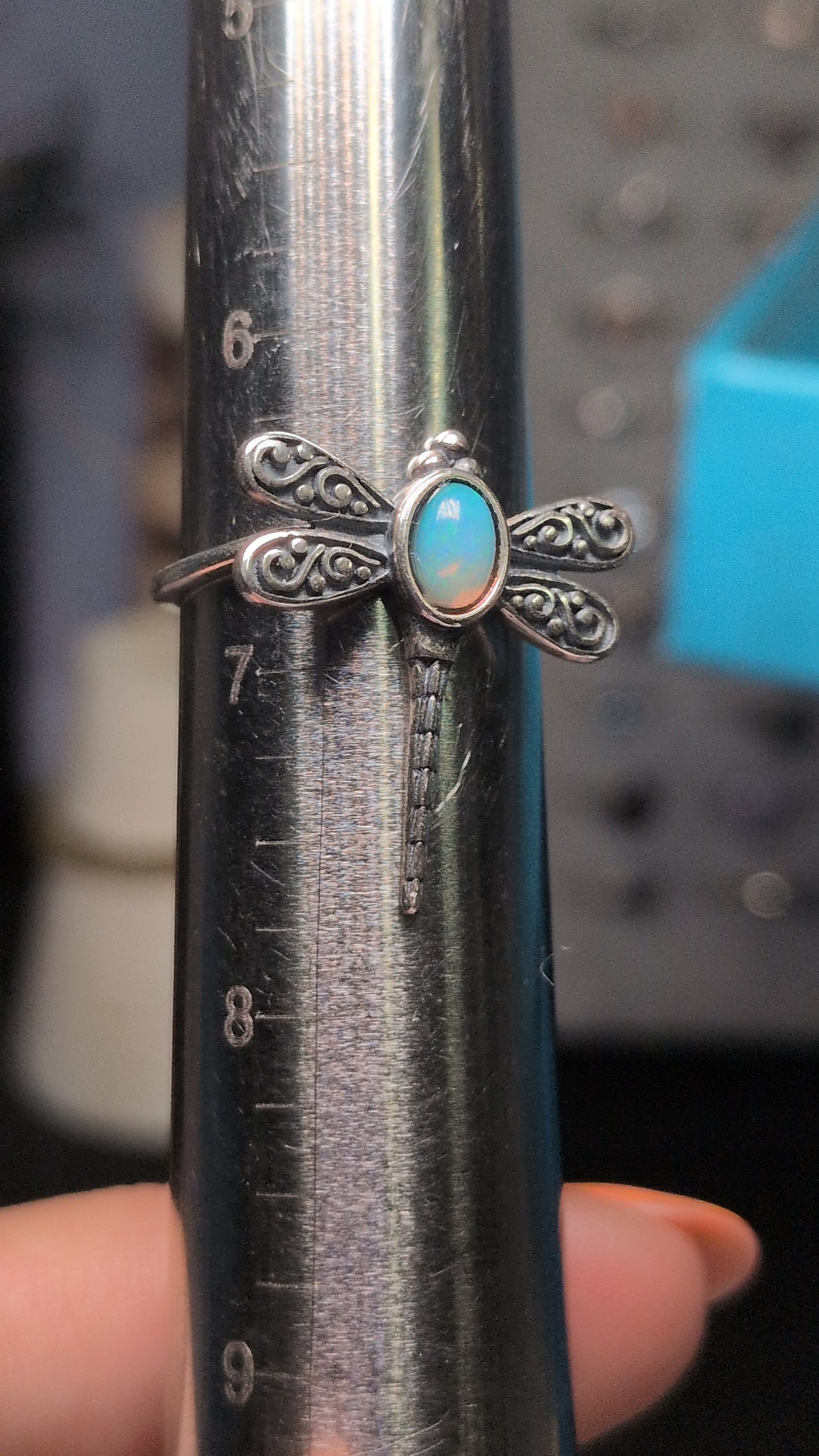 Adjustable 925 Silver Opal Dragonfly Ring – Nature-Inspired Magic & Light