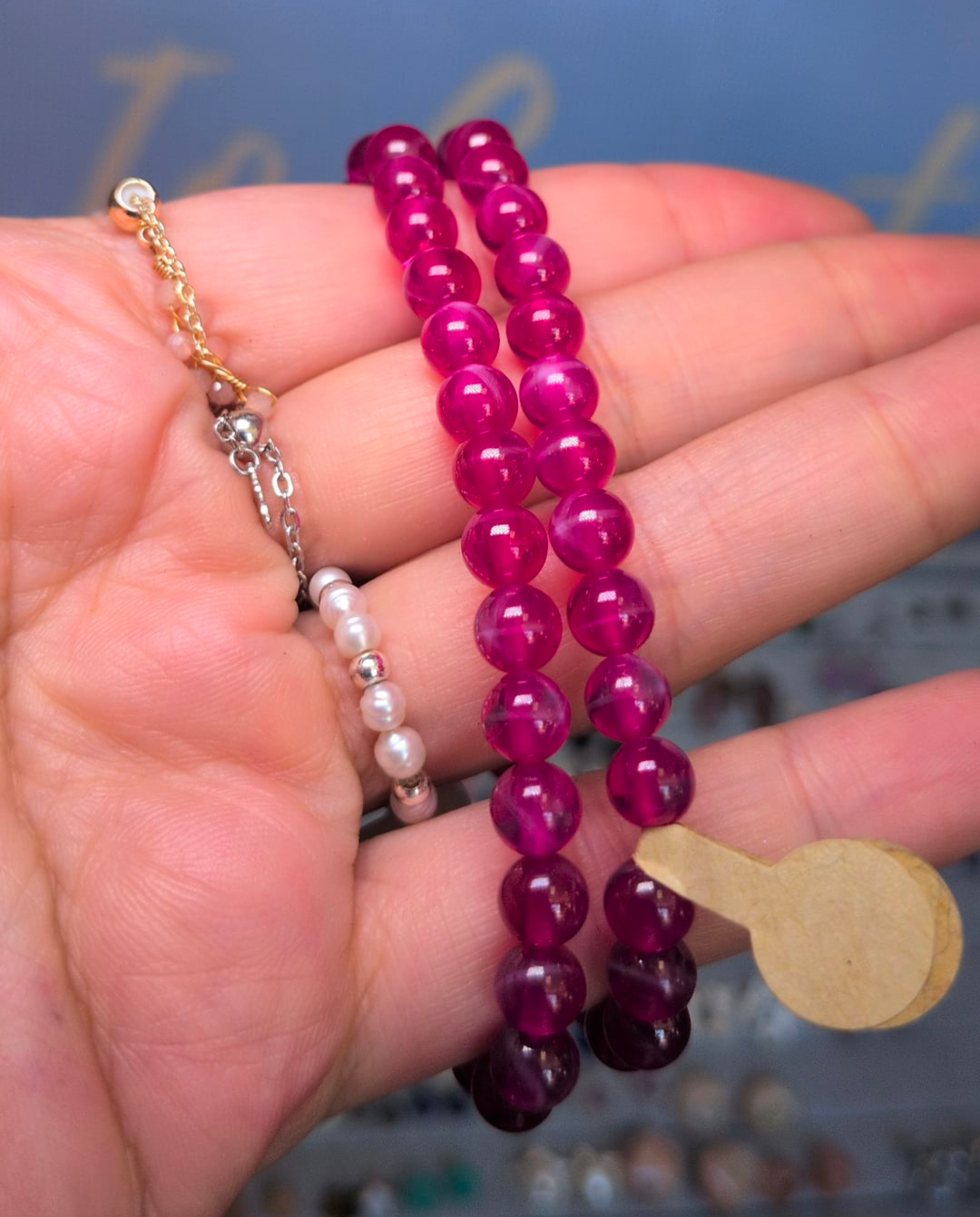 Star Ruby and Sapphire Gemstone Crystal Bracelet