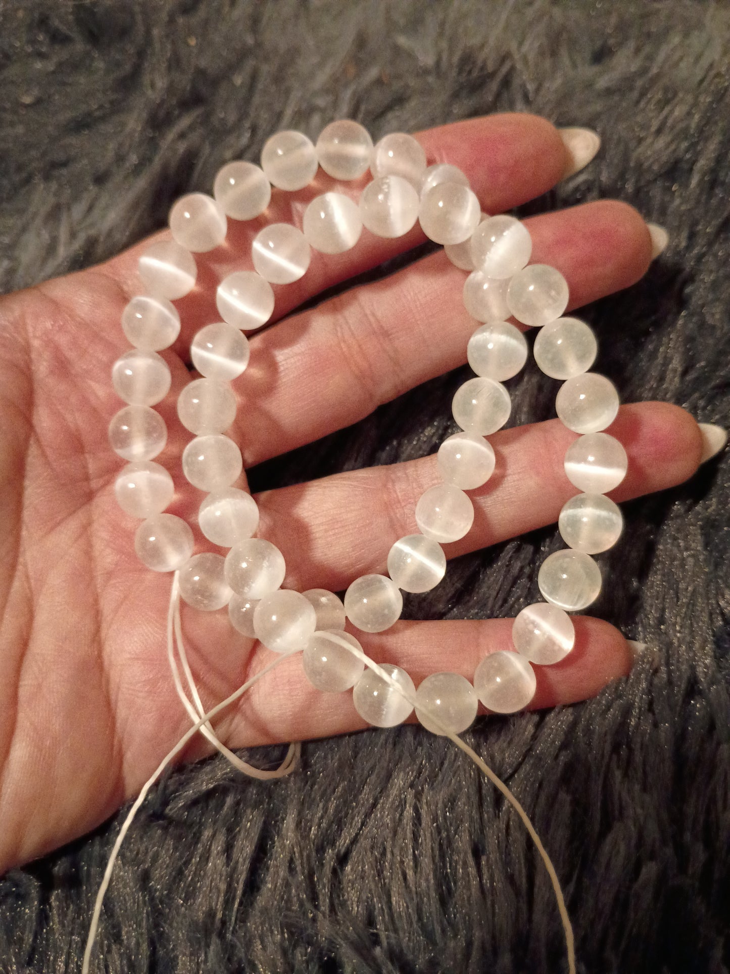 Selenite Beaded Bracelet 6mm, 10mm and 12.5mm