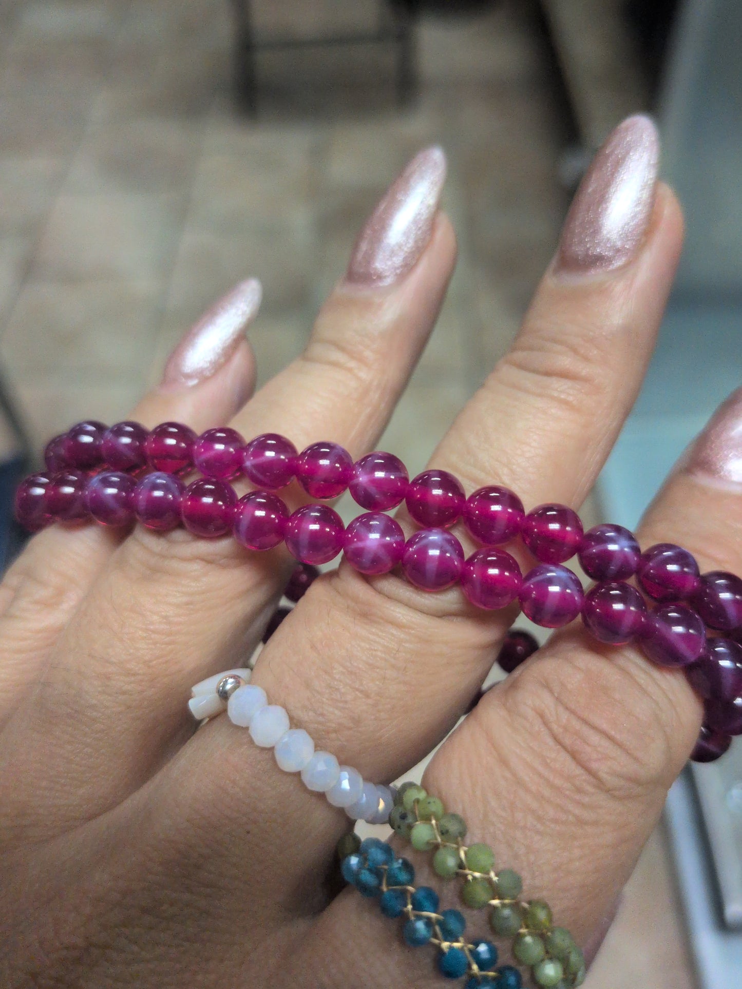 Star Ruby and Sapphire Gemstone Crystal Bracelet