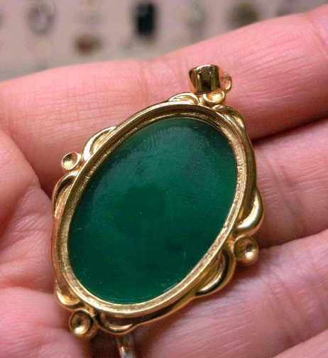 Artemis Goddess Green - Preorder Cabachon Silver Pendant