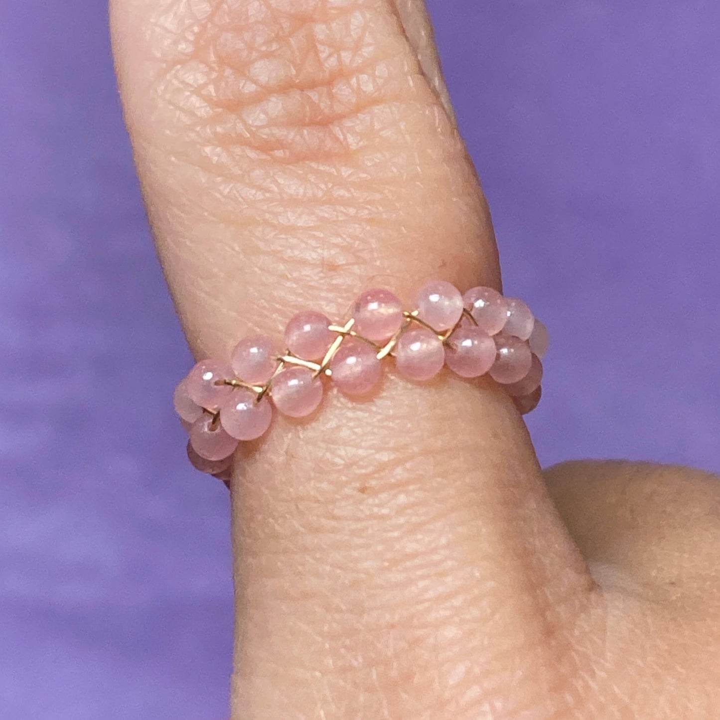 Dainty Braided Wire Crystal Rings with Adjustable Chain, Gold & Round