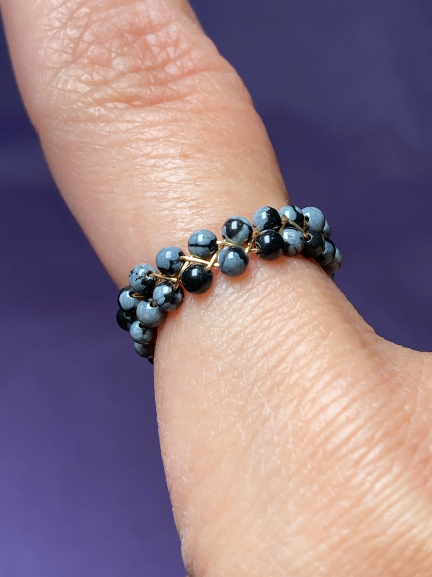 Dainty Braided Wire Crystal Rings with Adjustable Chain, Gold & Round