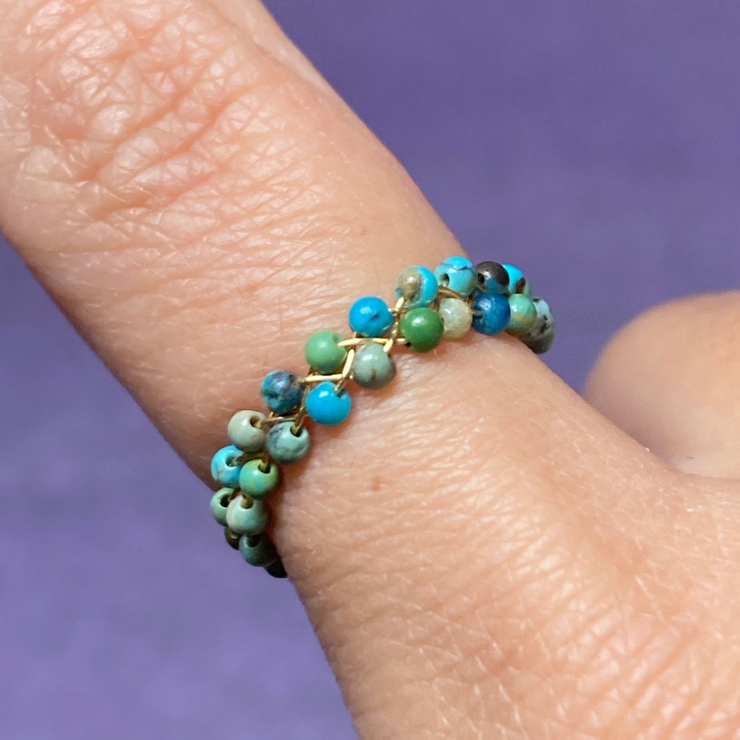 Dainty Braided Wire Crystal Rings with Adjustable Chain, Gold & Round