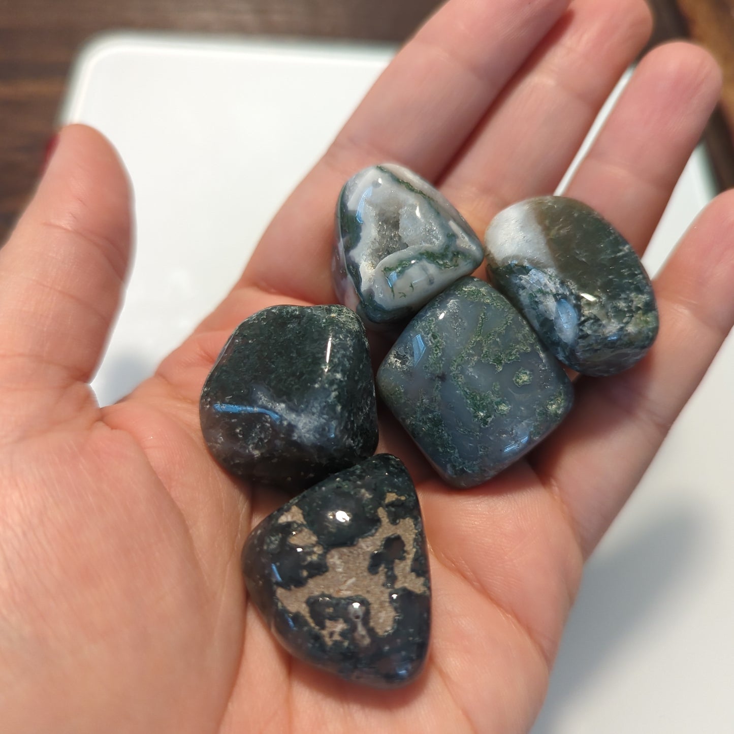 Moss Agate Tumble Crystal, Medium