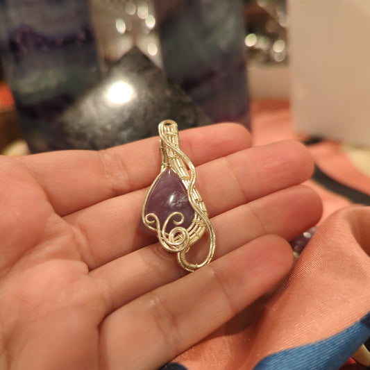 Purple Chalcedony Wire Wrapped Pendant