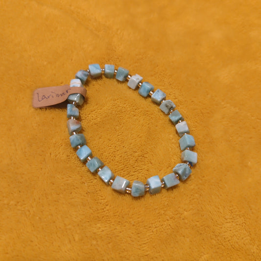 Larimar cube bead bracelet