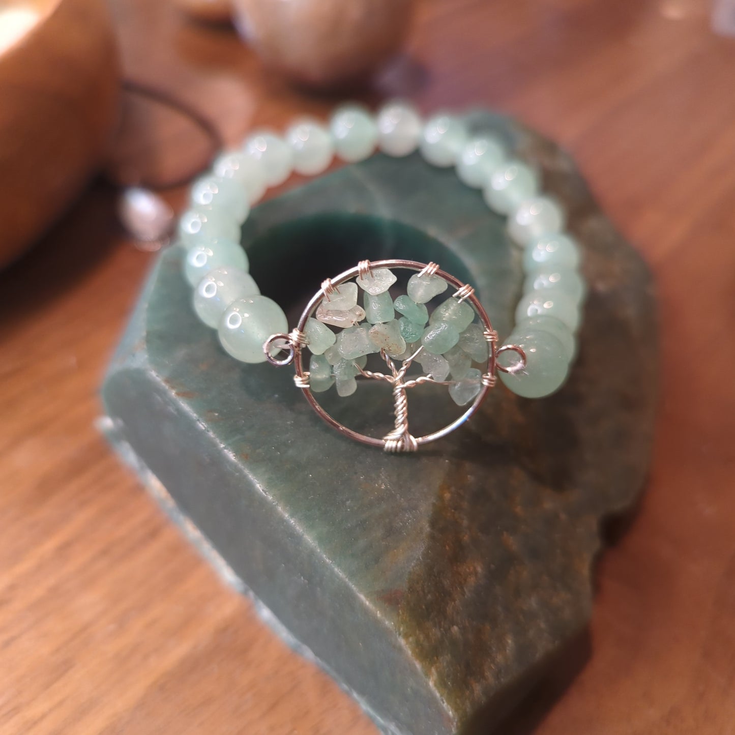 Green Aventurine Tree of Life Beaded Bracelet