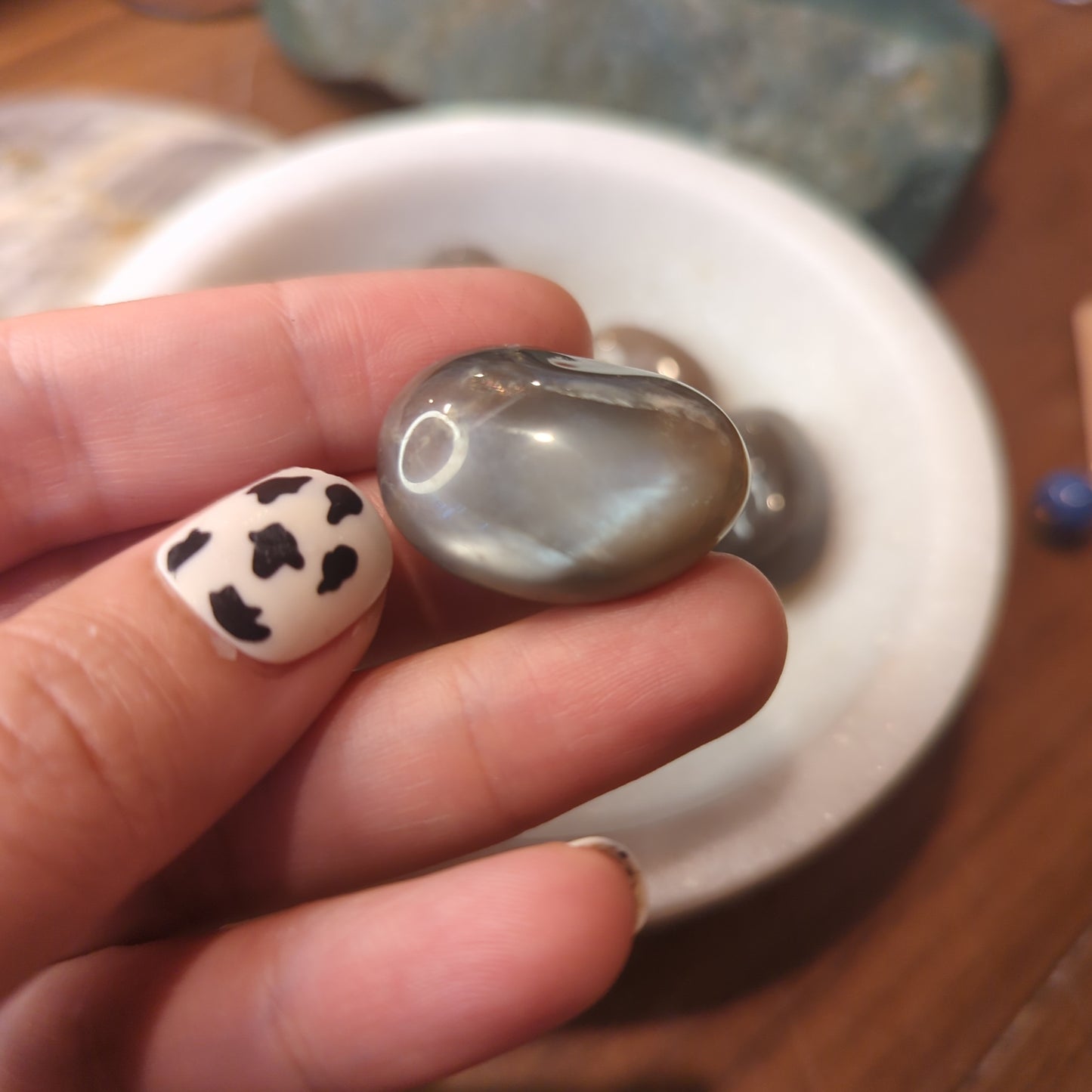 Black Moonstone AKA Skeletal Sunstone Crystal Tumbles