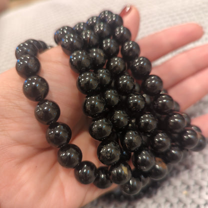 Black Tourmaline Beaded Bracelet 6mm and 10mm