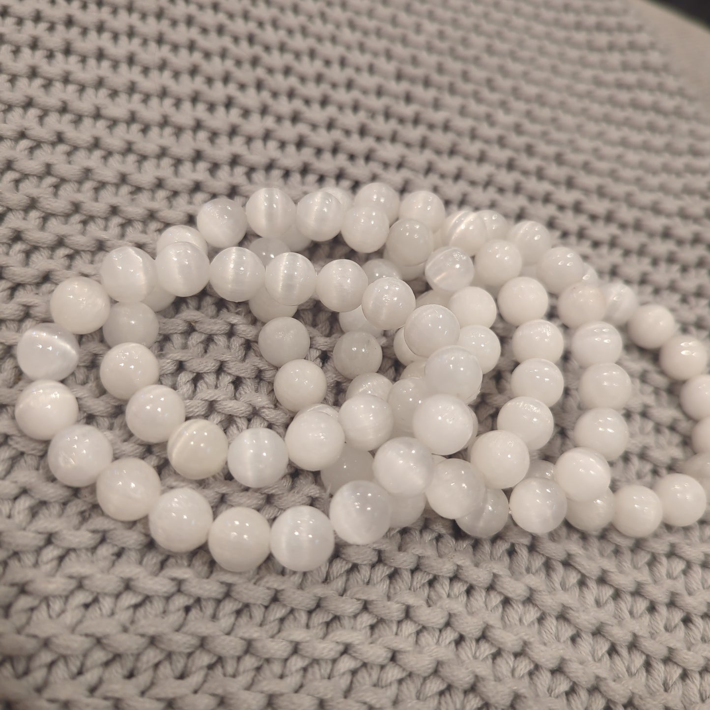 Selenite Beaded Bracelet 6mm, 10mm and 12.5mm