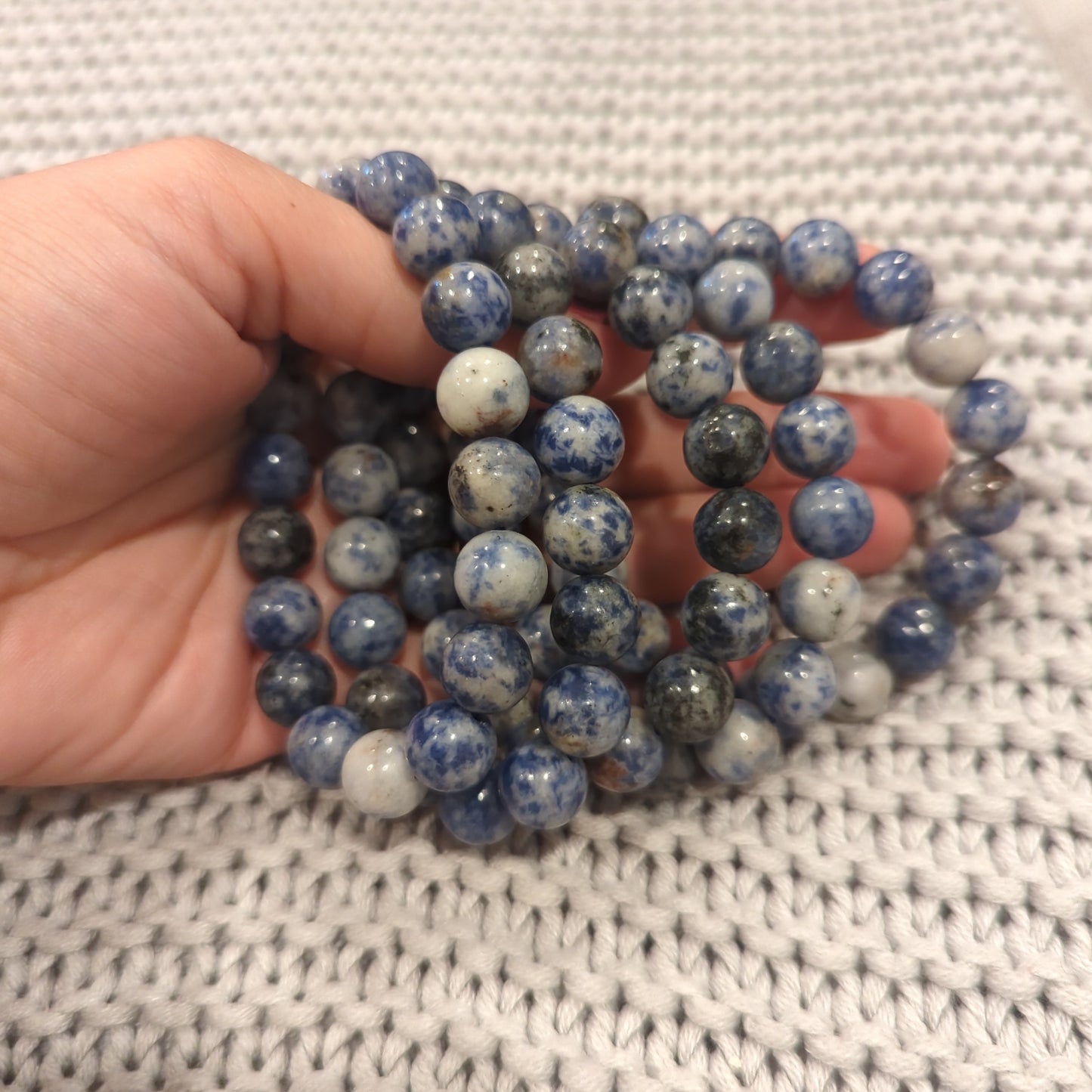 Blue Dot Beaded Bracelet 10mm