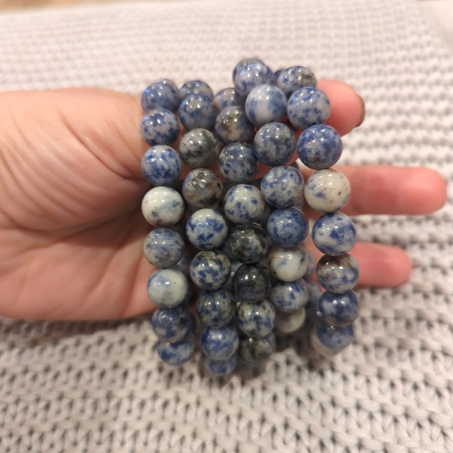 Blue Dot Beaded Bracelet 10mm