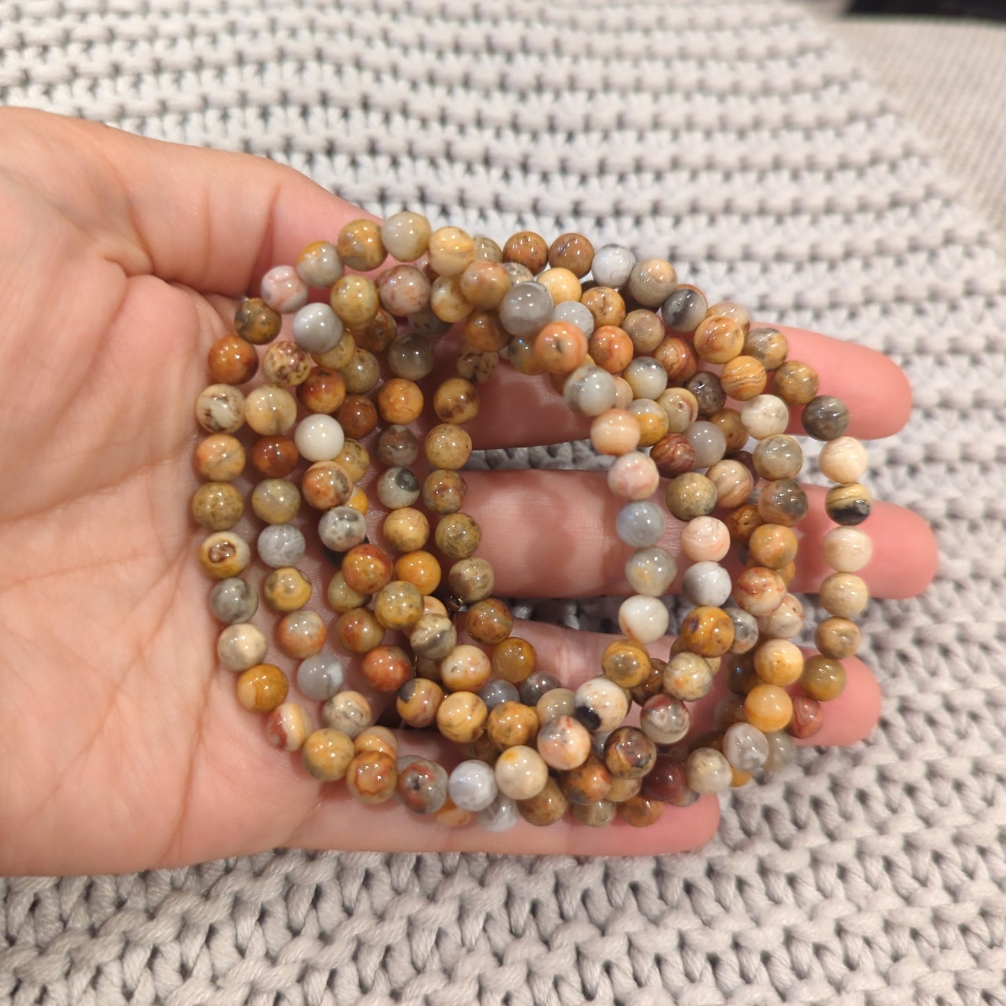 Crazy Lace Agate Beaded Bracelet 6mm