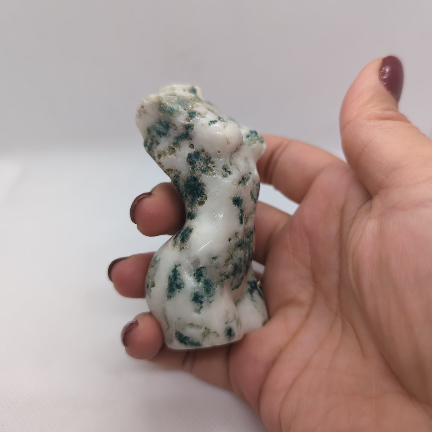 Moss Agate Crystal Lady Body Carving