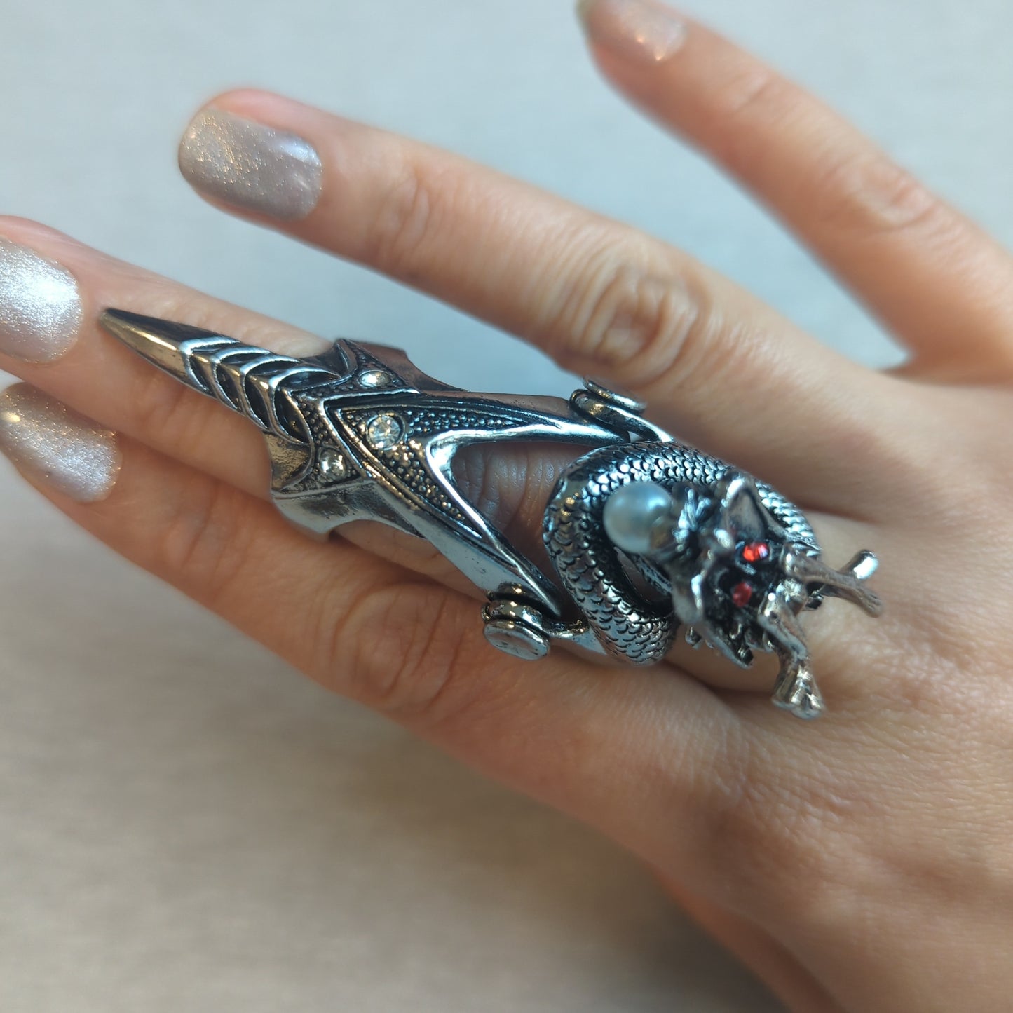 Dragon Steampunk Medieval Cosplay Ring with Joint