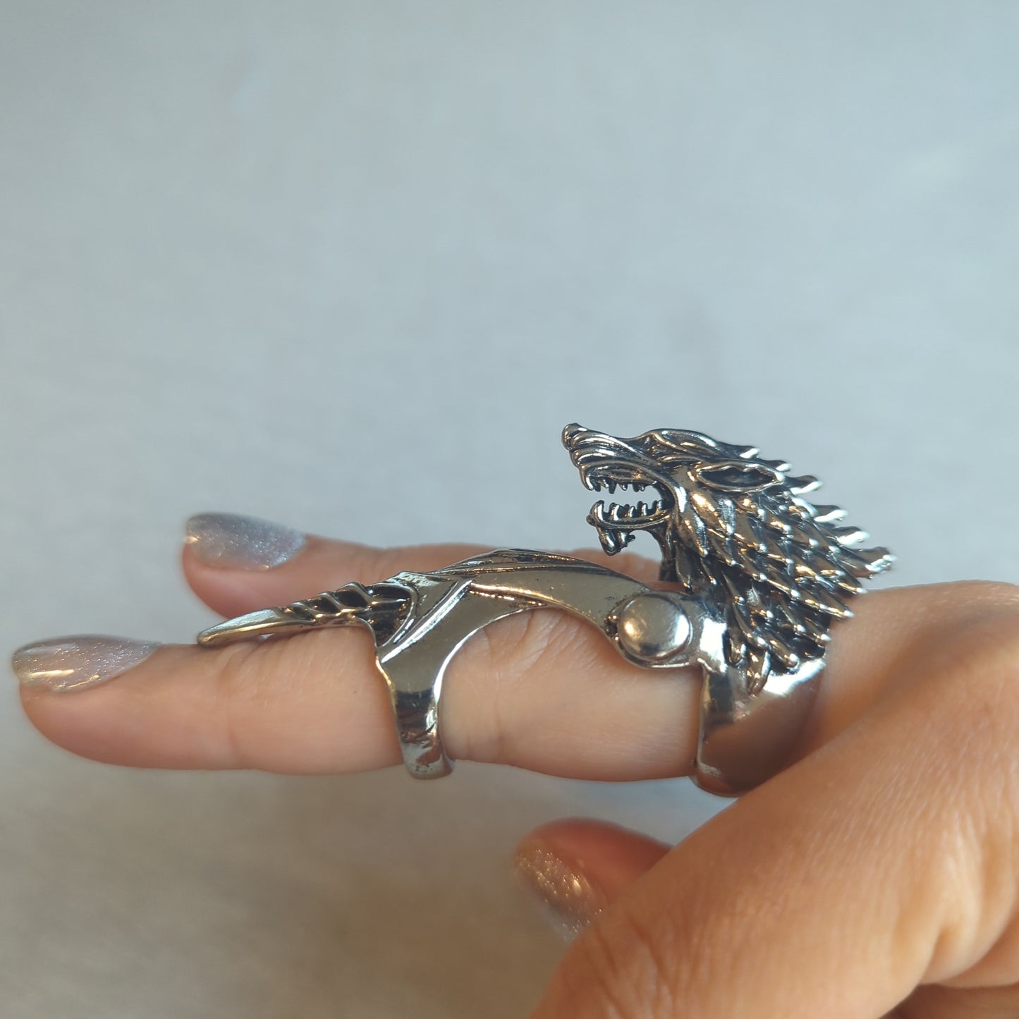 Wolf Steampunk Medieval Cosplay Ring with Joint