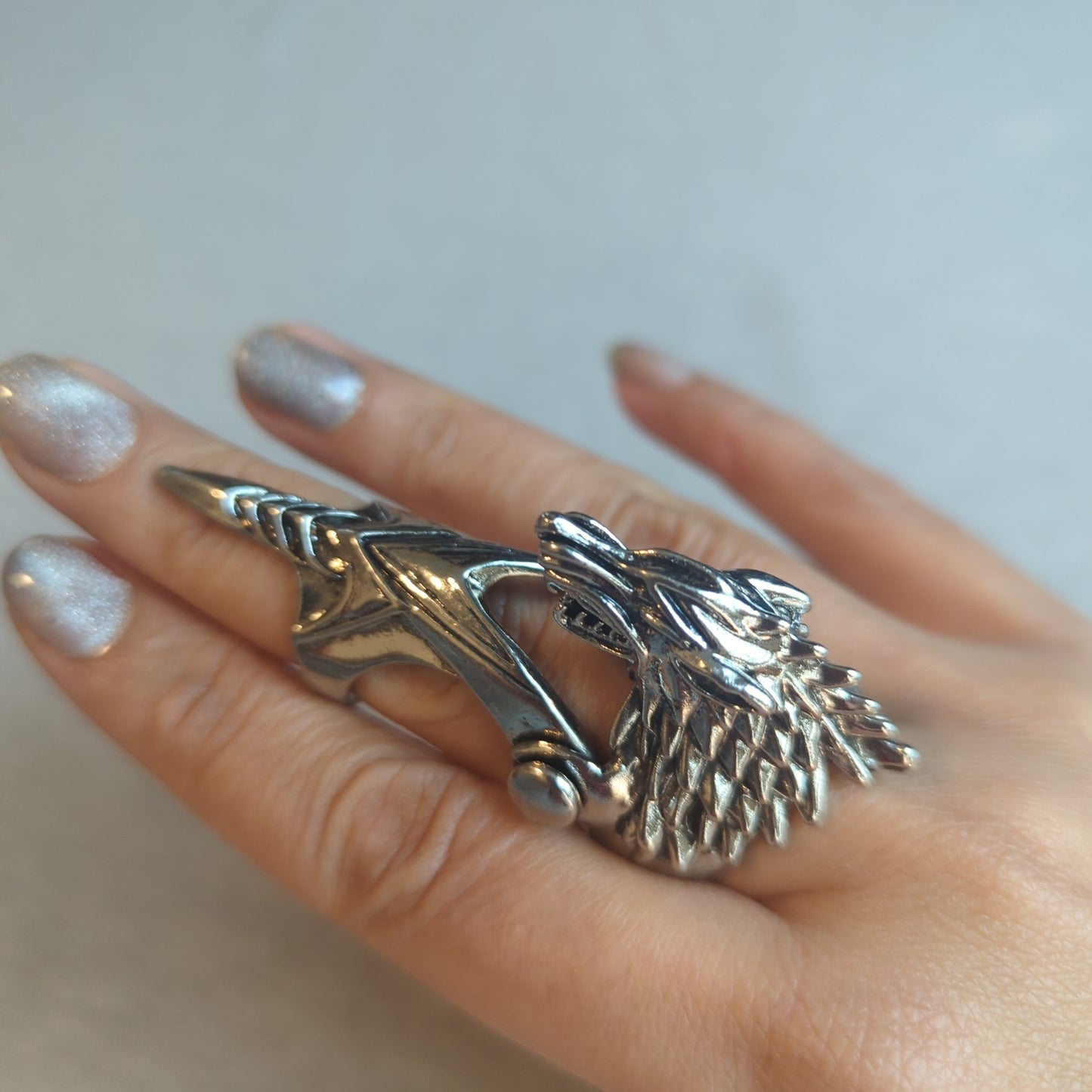 Wolf Steampunk Medieval Cosplay Ring with Joint