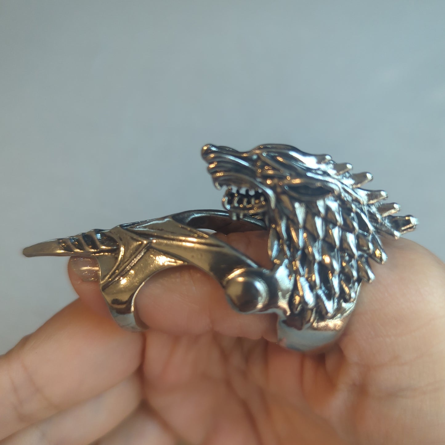 Wolf Steampunk Medieval Cosplay Ring with Joint