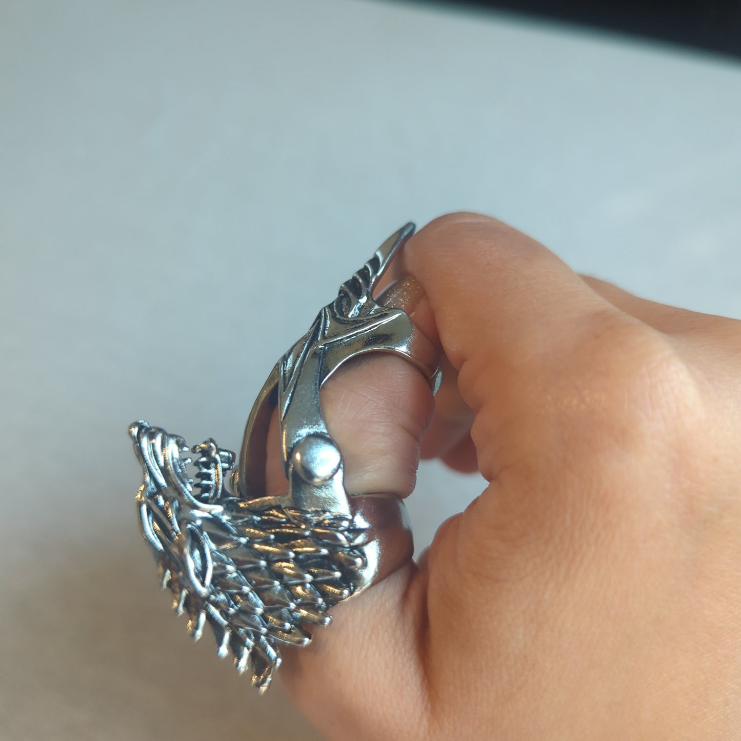 Wolf Steampunk Medieval Cosplay Ring with Joint