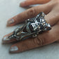 Horned Skull Steampunk Medieval Cosplay Ring with Joint