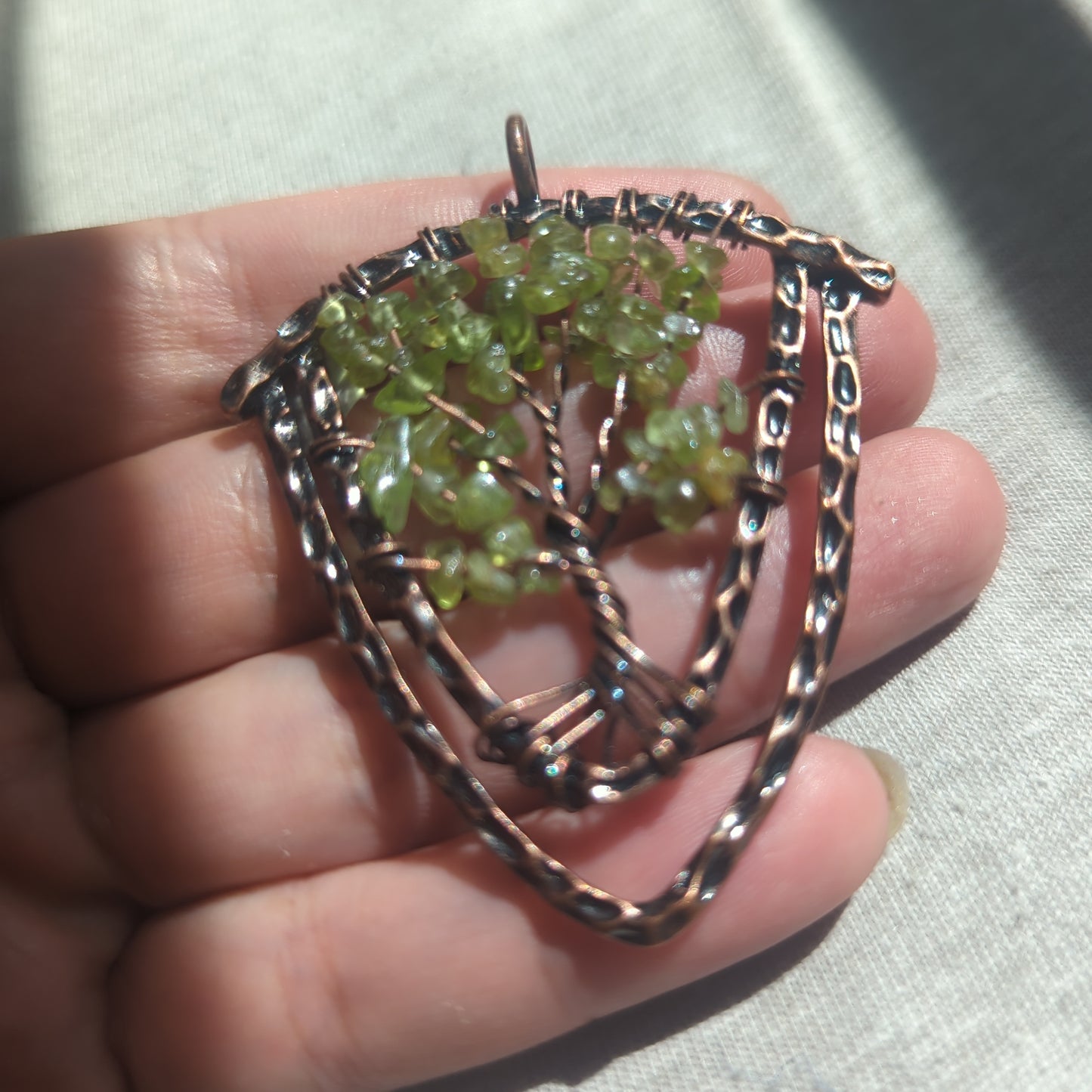 Prehnite Tree of Life Shield Pendant