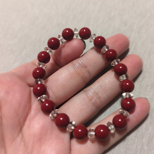 Cinnabar and Smokey Quartz Bracelet