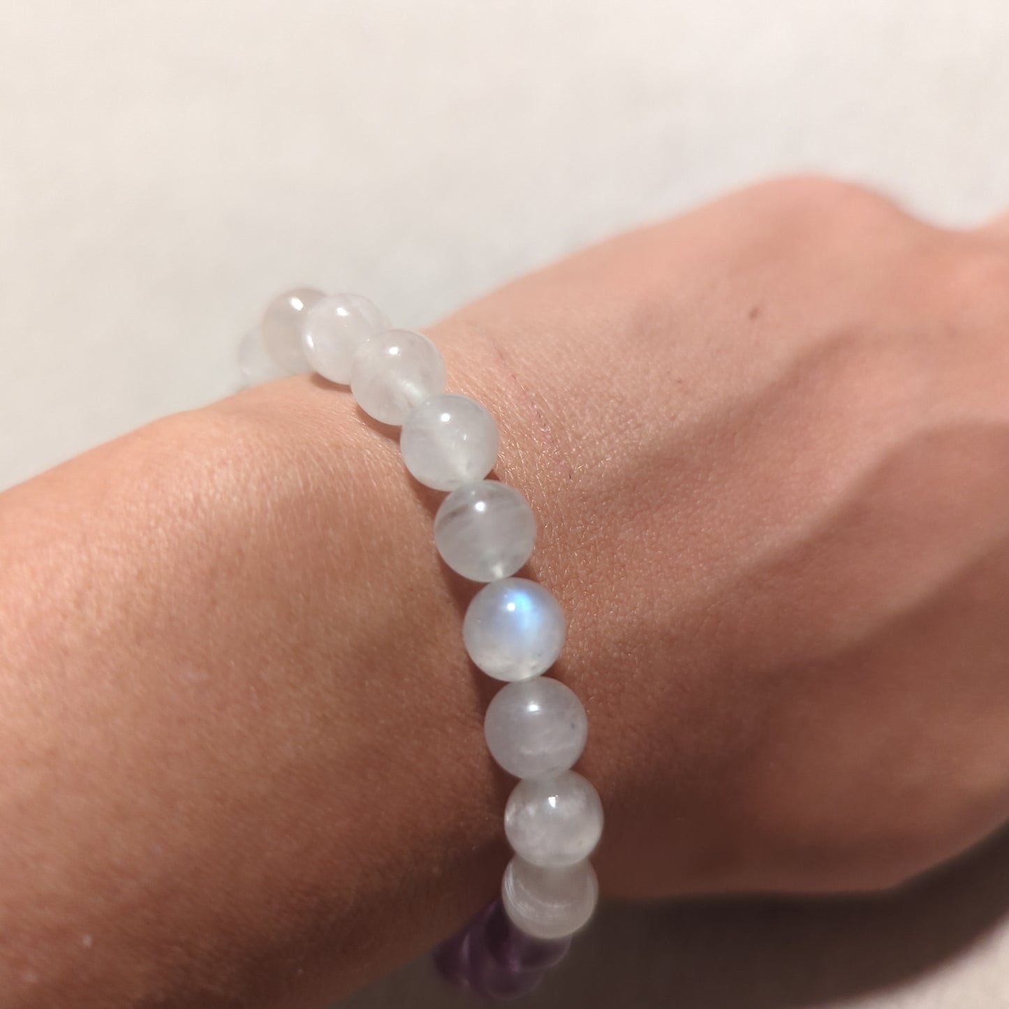 Amethyst and Rainbow Moonstone Bracelet