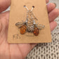 Amber Dangle Earrings with Bees on Hook Closure of 925 Silver