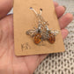 Amber Dangle Earrings with Bees on Hook Closure of 925 Silver