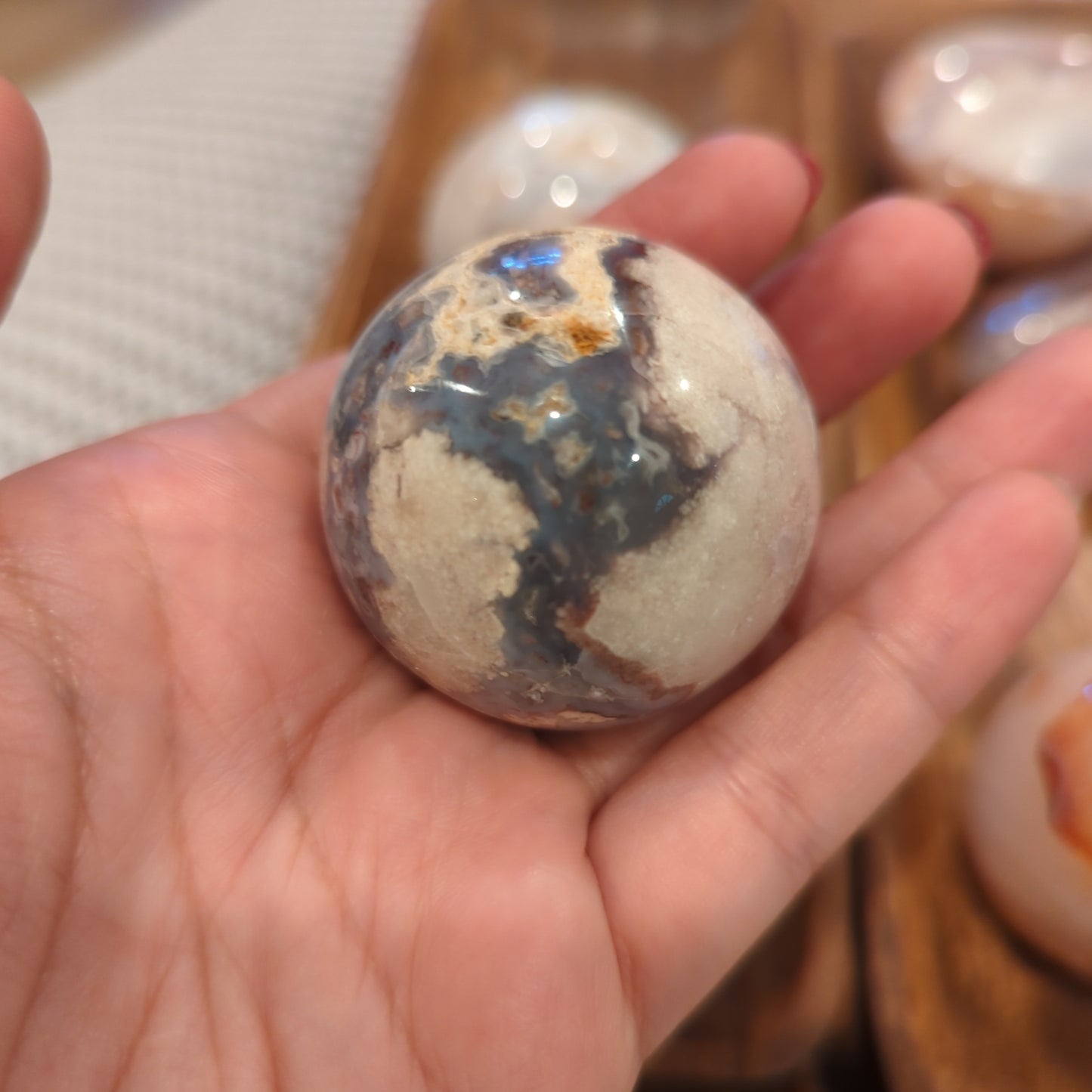 Blue Flower Agate Crystal Spheres