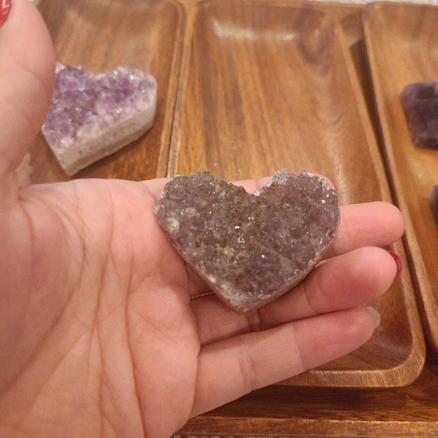 Amethyst Druzy Raw Crystal Hearts