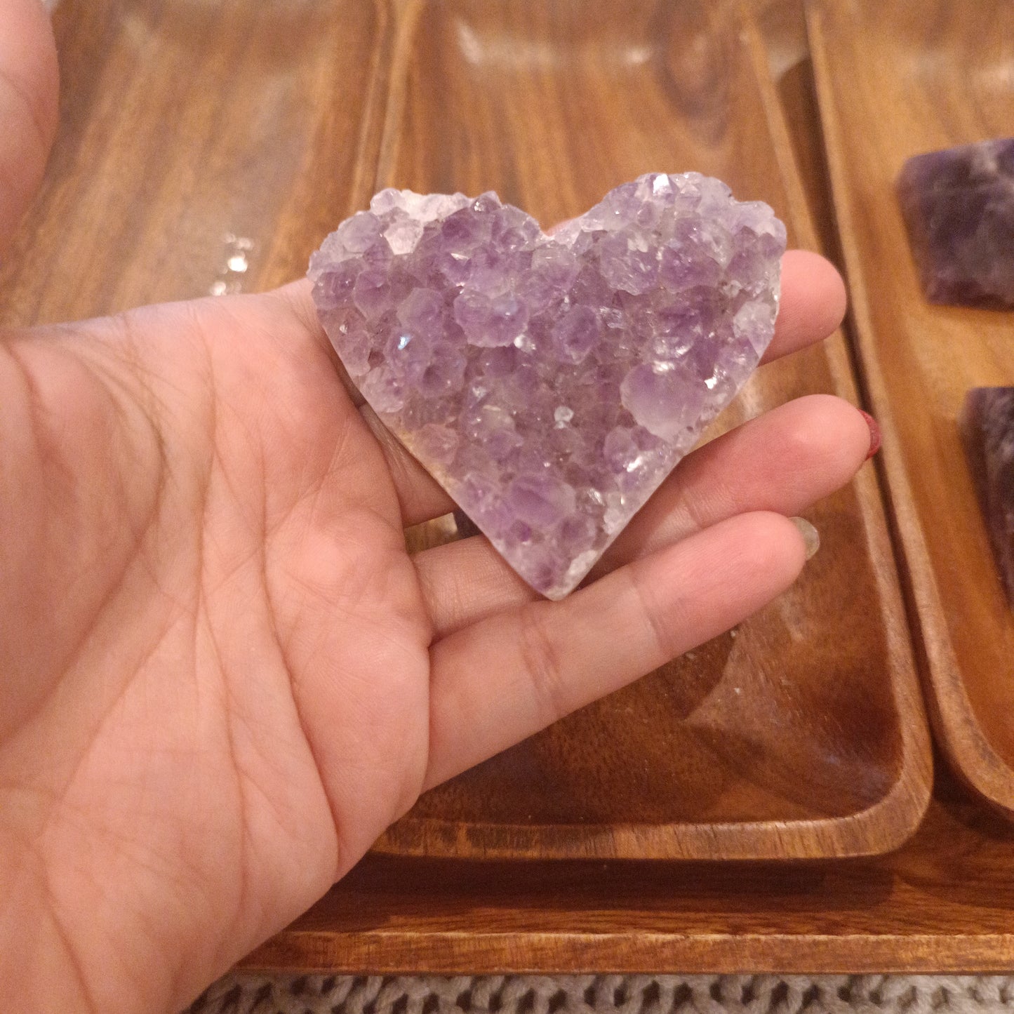 Amethyst Druzy Raw Crystal Hearts