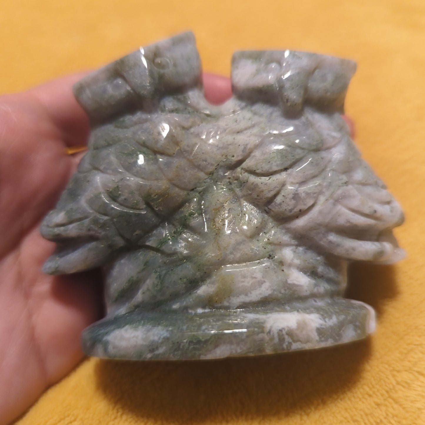 Moss Agate Owl Love Birds