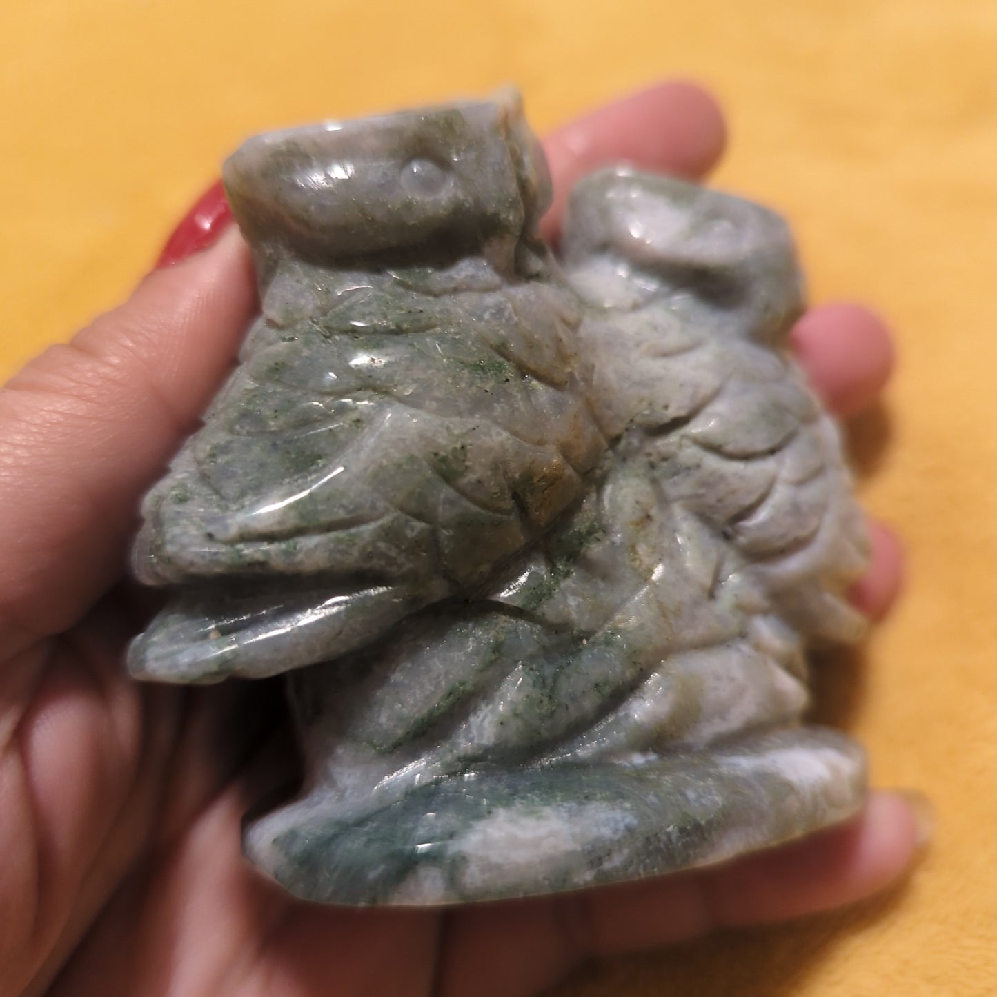 Moss Agate Owl Love Birds