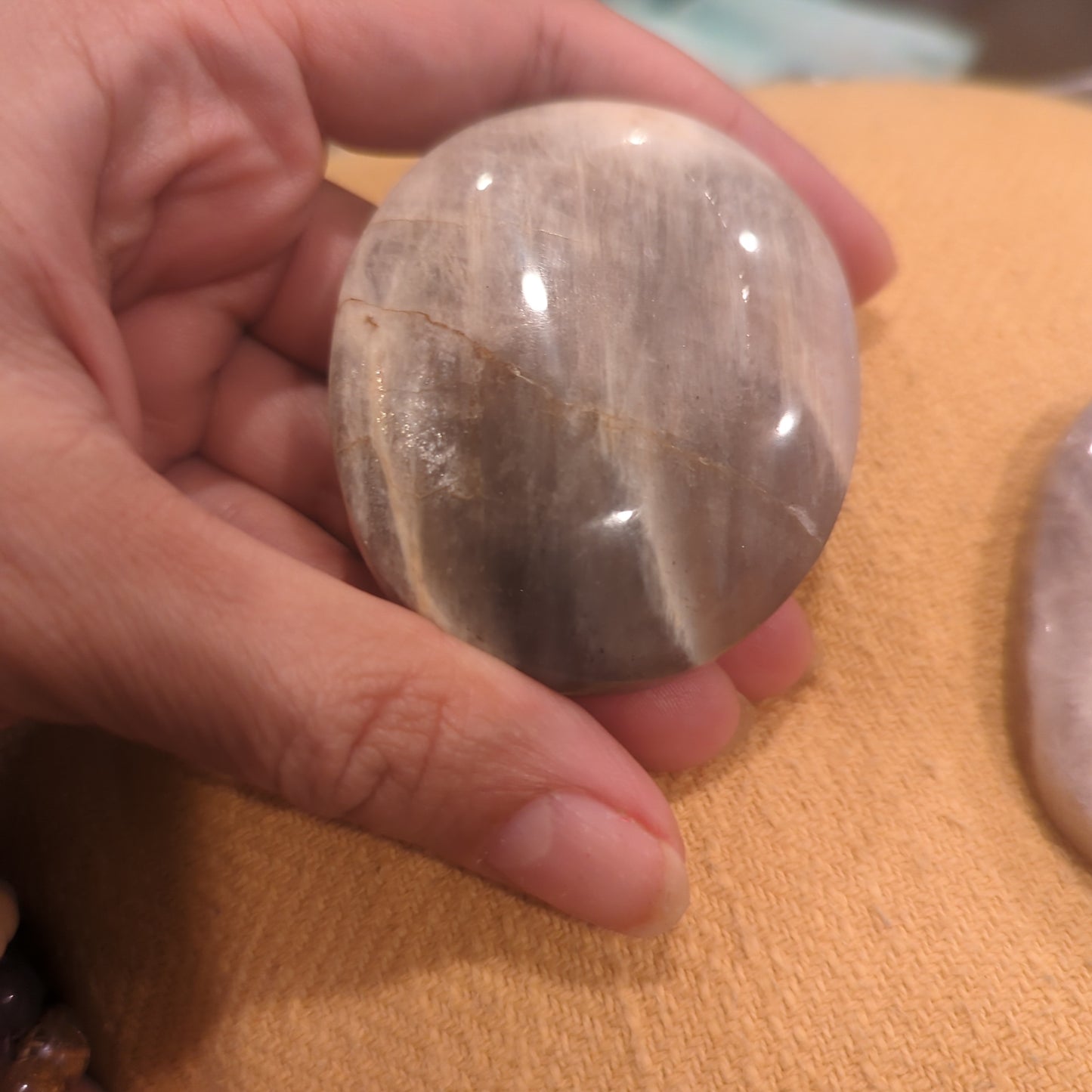 Grey Moonstone Crystal Palm Stones palmstone