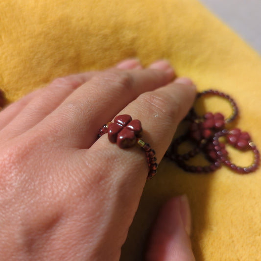 Cinnabar and Garnet Beaded Rings