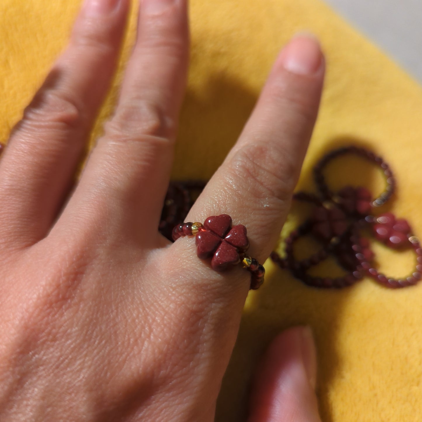 Cinnabar and Garnet Beaded Rings