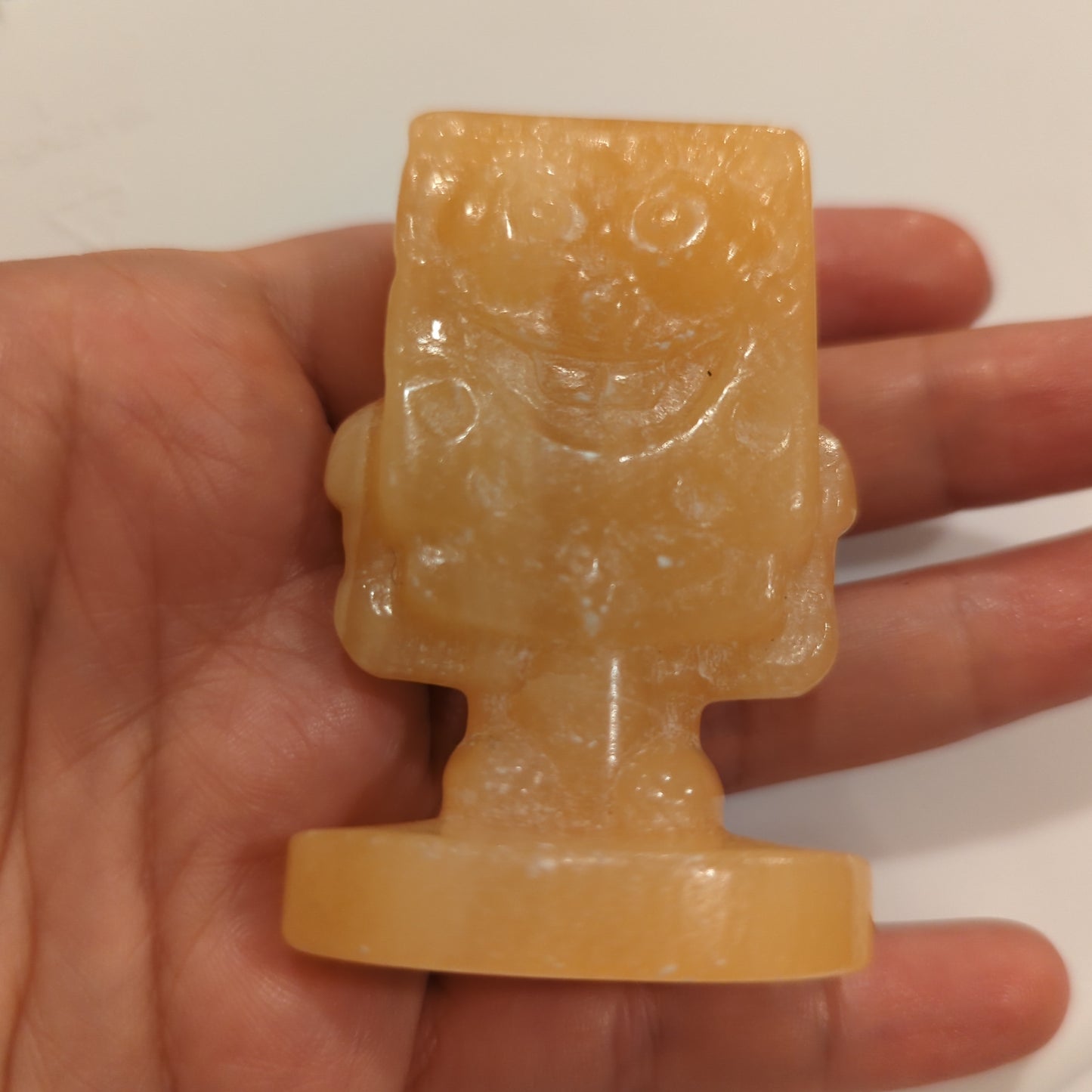 Orange Calcite Spongebob Carving